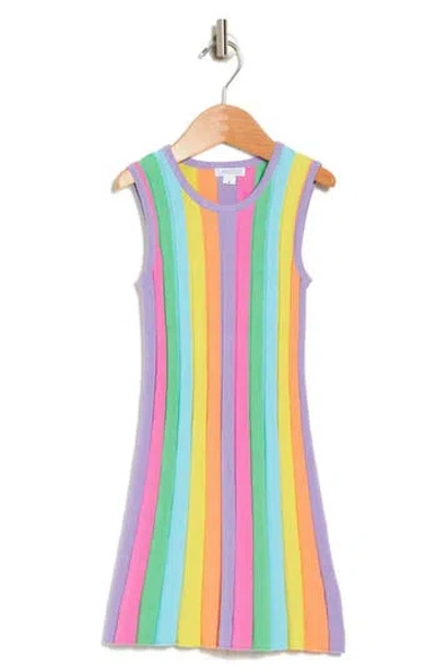 Flapdoodles Kids' Rainbow Stripe Knit Dress In Multi