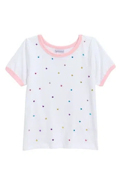 Flapdoodles Kids' Rhinestone Ringer T-shirt In White