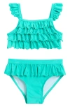 Flapdoodles Kids' Ruffle Eyelet Two-piece Swimsuit In Teal