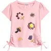 Flapdoodles Kids' Sequin Embroidered Cinched Top In Pink