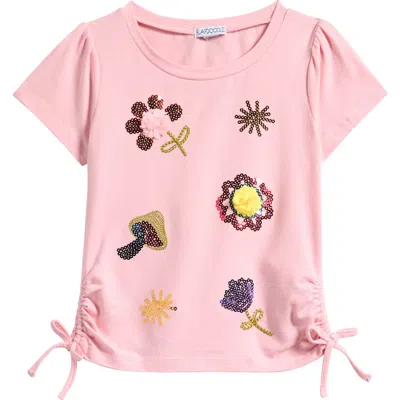 Flapdoodles Kids' Sequin Embroidered Cinched Top In Pink