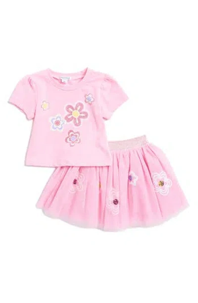 Flapdoodles Kids' Short Sleeve Top & Tutu Skirt Set In Pink