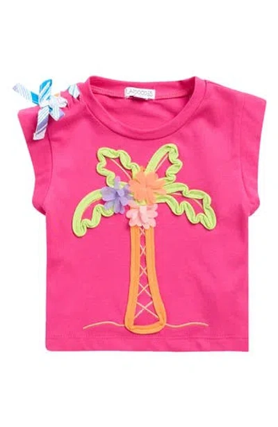 Flapdoodles Kids' Shoulder Bow T-shirt In Pink