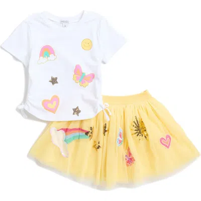 Flapdoodles Kids' Side Tie Top & Tutu Skirt Set In Yellow