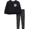 Flapdoodles Kids' Smiley Ruffle Sweatshirt & Leggings Set In Black