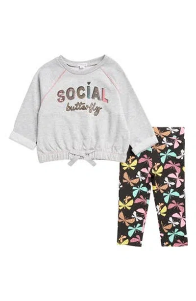 Flapdoodles Kids' Social Butterfly Pullover Sweater & Leggings Set In Multi