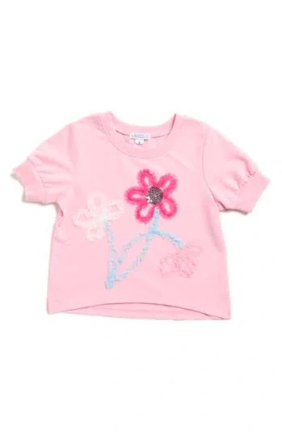 Flapdoodles Kids' Soutche Flower Top In Pink