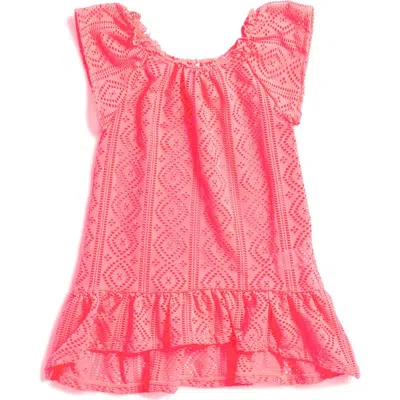 Flapdoodles Kids' Stretch Open Stitch Cover-up Dress In Dark Pink