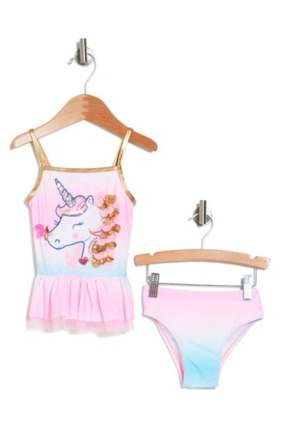 Flapdoodles Kids' Unicorn Two-piece Swimsuit In Pink