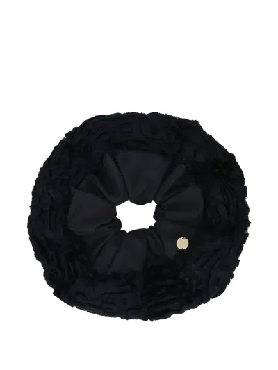 Flapper Astrakhan-effect Scrunchie In Black