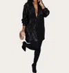Flarix Corp Light It Up Sequin Shirt Dress In Black In Black