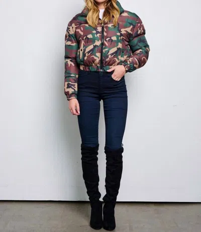 Flarix Corp Long Sleeve Puffer Jacket In Camo In Multi