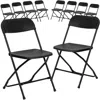 Flash Furniture 10 Pk. Hercules Series 650 Lb. Capacity Premium Black Plastic Folding Chair In Black