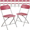Flash Furniture 10 Pk. Hercules Series 800 Lb. Capacity Premium Red Plastic Folding Chair In Red