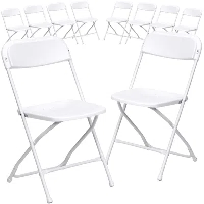 Flash Furniture 10 Pk. Hercules Series 800 Lb. Capacity Premium White Plastic Folding Chair