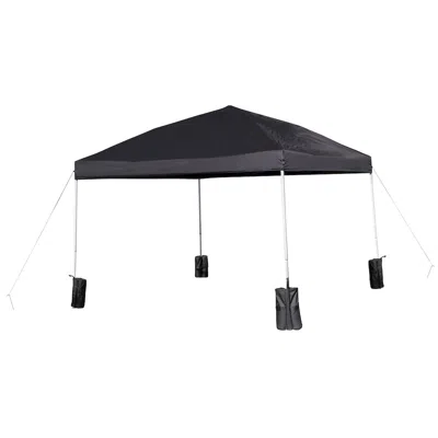 Flash Furniture 10'x10' Black Event Straight Leg Canopy Tent With Sandbags And Wheeled Case