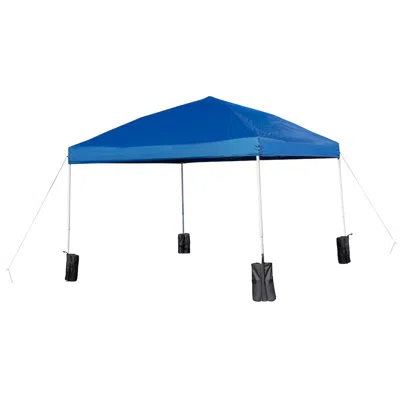 Flash Furniture 10'x10' Blue Event Straight Leg Canopy Tent With Sandbags And Wheeled Case