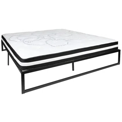 Flash Furniture 14 In Metal Platform Bed Frame In A Box (no Box Spring Required) - King In White