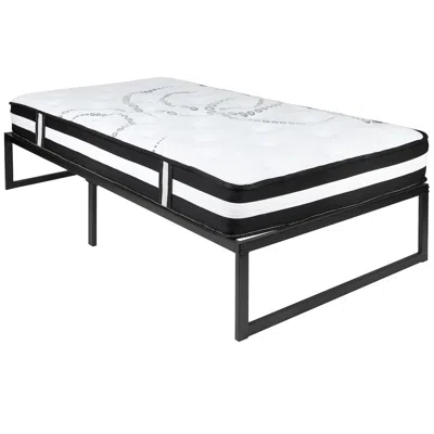 Flash Furniture 14 In Metal Platform Bed Frame With 12 In Mattress - Twin In Black