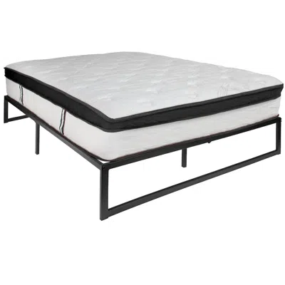 Flash Furniture 14 In Metal Platform Bed Frame With 12 In Memory Foam Mattress - Queen In Black