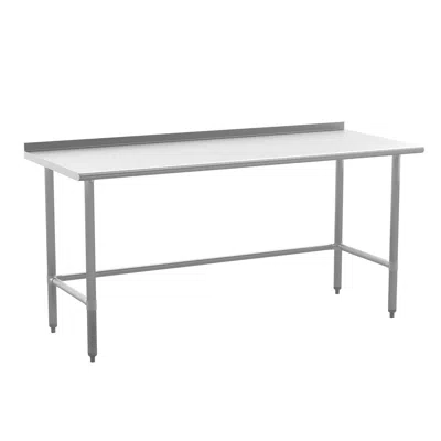 Flash Furniture 18 Gauge Open Base Kitchen Prep And Work Table With 1.5" Backsplash In White