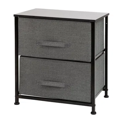 Flash Furniture 2 Drawer Wood Top Black Nightstand Storage Organizer In Gray