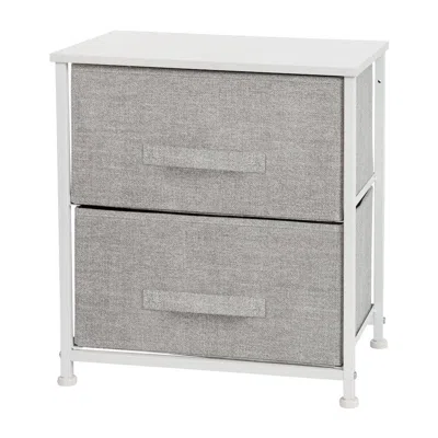 Flash Furniture 2 Drawer Wood Top White Nightstand Storage Organizer In Gray