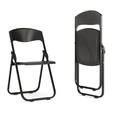 Flash Furniture 2 Pack 500 Lb. Capacity Heavy Duty Black Plastic Folding Chair