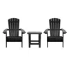 Flash Furniture 2 Pack All-weather Poly Resin Folding Adirondack Chairs With Side Table In Black In Black