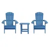 Flash Furniture 2 Pack All-weather Poly Resin Folding Adirondack Chairs With Side Table In Blue In Blue