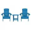 Flash Furniture 2 Pack All-weather Poly Resin Wood Adirondack Chairs With Side Table In Blue In Blue