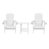 Flash Furniture 2 Pack All-weather Poly Resin Wood Adirondack Chairs With Side Table In White In White