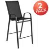 Flash Furniture 2 Pack Black Outdoor Barstool With Flex Comfort Material And Metal Frame In Black