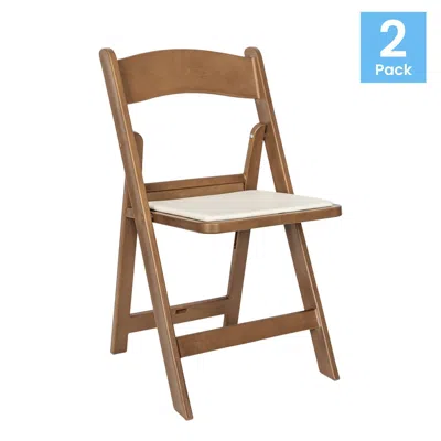 Flash Furniture 2 Pack Commercial Chestnut Lightweight Wood Look Resin Folding Event Chair In Brown