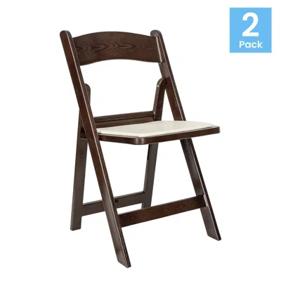 Flash Furniture 2 Pack Commercial Dark Brown Lightweight Wood Look Resin Folding Event Chair