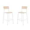 Flash Furniture 2 Pack Cyprus Solid Wood Bar Stools, White Metal Frames, Antique White Finish In White