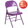 Flash Furniture 2 Pack Hercules Colorburst Series Impulsive Purple Triple Braced & Double Hinged Metal Folding Chair In Purple