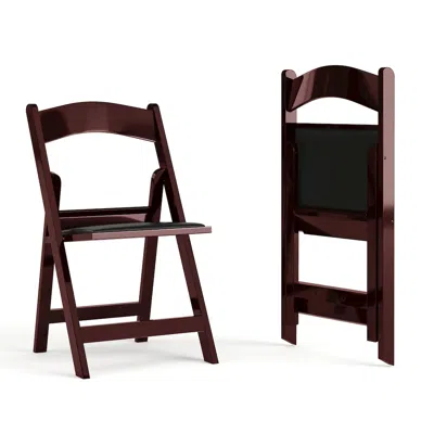Flash Furniture 2 Pack Hercules Series 1000 Lb. Capacity Red Mahogany Resin Folding Chair With Black Vinyl Padded Se In Brown