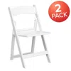 Flash Furniture 2 Pack Hercules Series 1000 Lb. Capacity White Resin Folding Chair With Slatted Seat In White