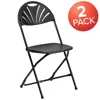 Flash Furniture 2 Pack Hercules Series 650 Lb. Capacity Black Plastic Fan Back Folding Chair In Black