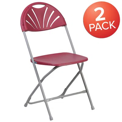 FLASH FURNITURE 2 PACK HERCULES SERIES 650 LB. CAPACITY BURDY PLASTIC FAN BACK FOLDING CHAIR