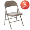 Flash Furniture 2 Pack Hercules Series Double Braced Gray Metal Folding Chair In Neutral