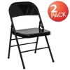 Flash Furniture 2 Pack Hercules Series Triple Braced & Double Hinged Black Metal Folding Chair In Black