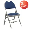 Flash Furniture 2 Pack Hercules Series Ultra-premium Triple Braced Navy Fabric Metal Folding Chair With Easy-carry H In Blue