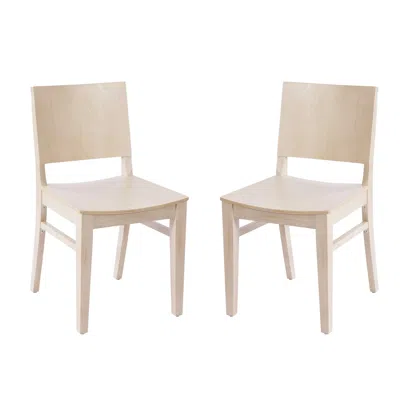 Flash Furniture 2 Pack Naples Solid Wood Dining Chairs, Curved Backrests, Antique White Finish