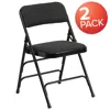 Flash Furniture 2 Pack Triple Braced & Double Hinged Black Patterned Fabric Metal Folding Chair In Black