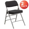 Flash Furniture 2 Pack Triple Braced & Double Hinged Black Pin-dot Fabric Metal Folding Chair In Black