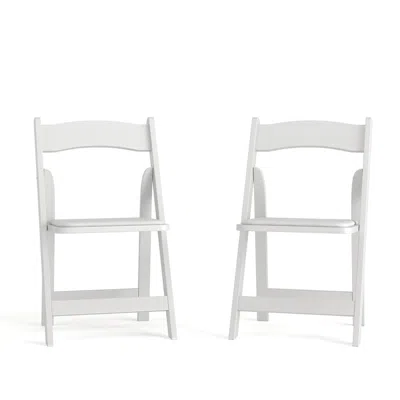 Flash Furniture 2 Pack White Wood Folding Chair With Vinyl Padded Seat