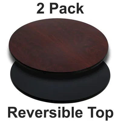 Flash Furniture 2 Pk. 36'' Round Table Top With Black Or Mahogany Reversible Laminate Top In Brown