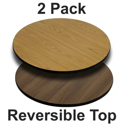 Flash Furniture 2 Pk. 36'' Round Table Top With Natural Or Walnut Reversible Laminate Top In Brown